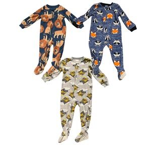 Carters Toddler Boys 2T Fleece Footed Pajamas Lot of 3 Lion Truck Fox Sleepers